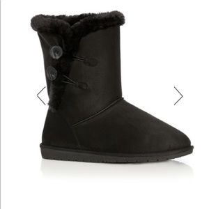 Black faux suede boots